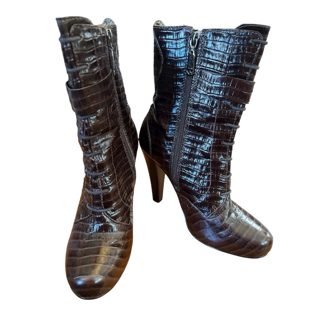 Talbots Brown Crocodile Pattern Upper Leather 4.5… - image 4